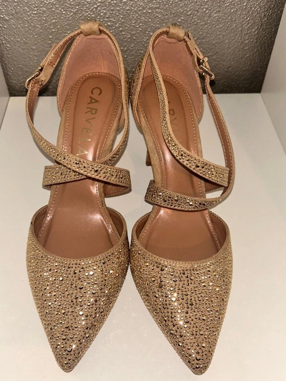 CARVELA Kross Jewel Glam Disco Prom Gold Embellished Rhinestone Heels Pumps
